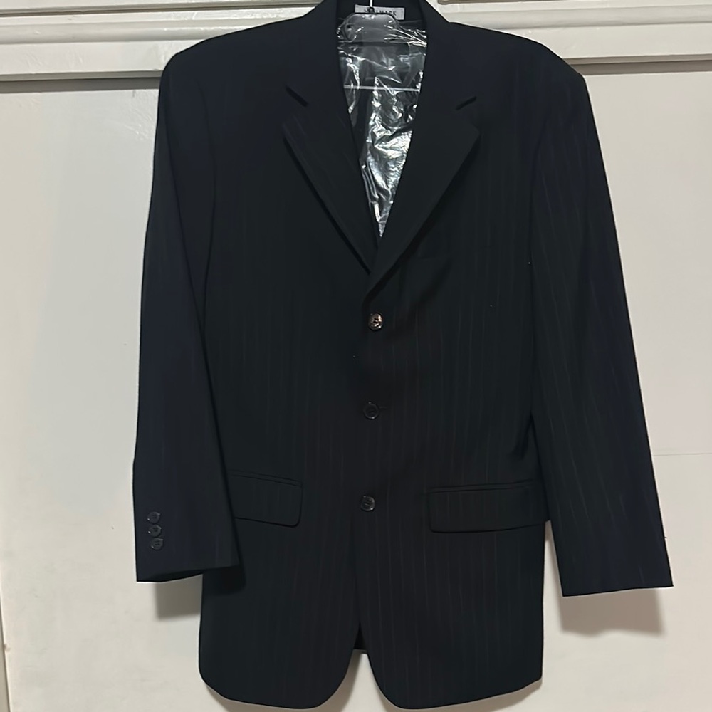 Men's Black Pinstripe Blazer